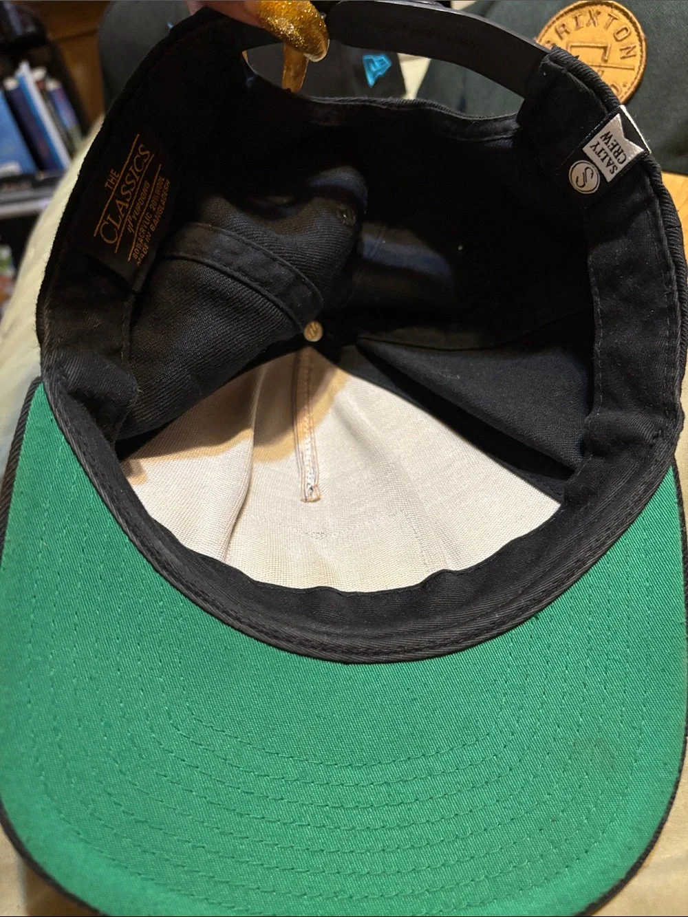 Salty Crew Black Cap with Blue-Green Fish Patch